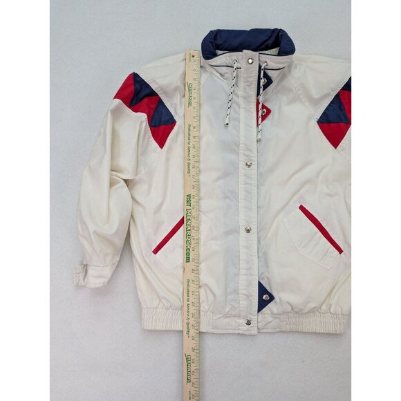 Vintage 90s Women's Jacket Impressions By Izzi Size XL White Blue Red - Picture 15 of 16